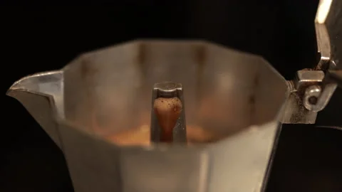 Closeup of coffee machine for breakfast. Hot black coffee comes out Stock Footage 149291542