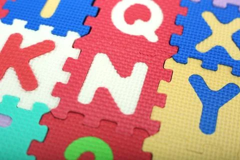 Closeup of colored alphabets blocks Stock Photos