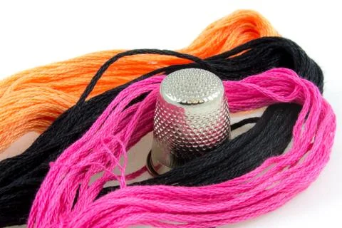 Closeup of colored cotton threads Stock-Fotos