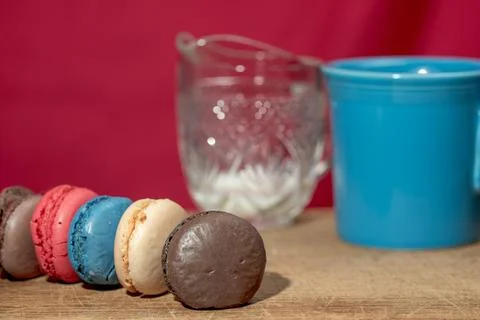 Closeup of Colorful macaroons Stock Photos