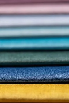 Closeup of colorful textured textile samples Stock Photos