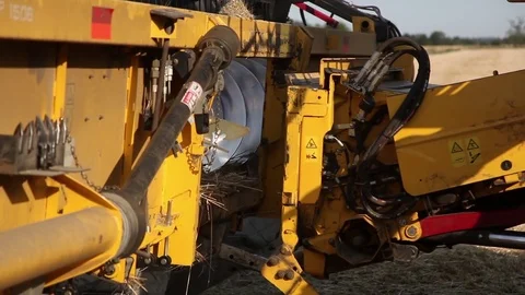 Closeup of combine equipment Stock Footage 77848712