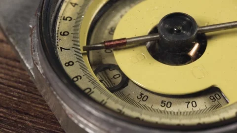 Closeup on a compass pointing direction. Old compass. Macro shot, shallow focus. Stock Footage 276891726