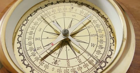 Closeup Of Compass On Turning Table Stock Footage 86085440