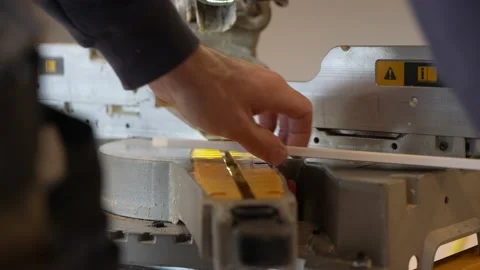 Closeup compound miter saw Stock Footage 201929722
