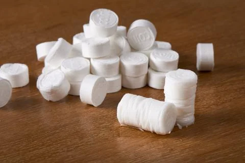 Closeup of compressed coin tissues Stock Photos