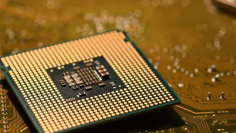 Closeup of Computer Chip Processor over electronic circuit Stock Footage 95065984