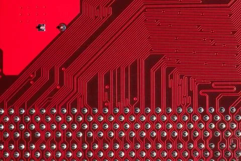 Closeup of computer circuit board in red Stock Photos