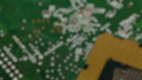 Closeup on Computer CPU Chip over Electronic Circuit Board. Stock-Footage 120290041