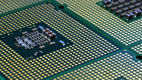 Closeup on Computer CPU Chips with slider. Stock Footage 104865351
