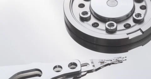 Closeup of a computer hard disk interior parts Stock Footage 194449962