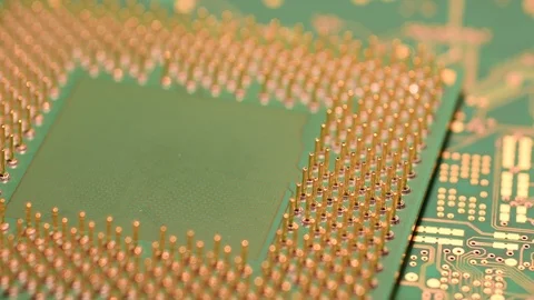 Closeup of Computer Processor CPU, rotating dolly. Video stock 88534959