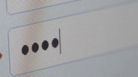 Closeup of computer screen with cursor fill in the password menu Stock Footage 98797770