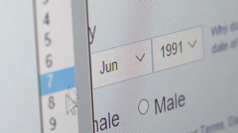 Closeup of computer screen with cursor fill in the biodata menu Stock Footage 98797833