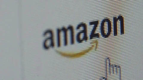 Closeup of computer screen with cursor pointing amazon address Stock Footage 98796668