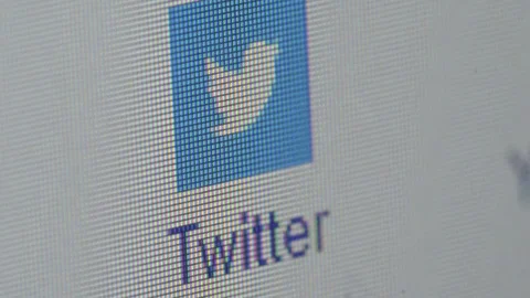 Closeup of computer screen with cursor pointing twitter address Stock Footage 98796936