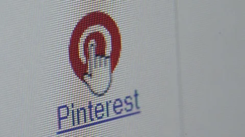 Closeup of computer screen with cursor pointing pinterest addres Stock Footage 98797415