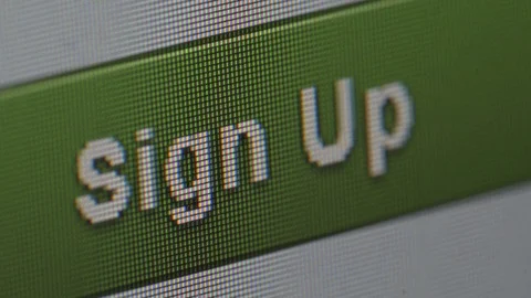 Closeup of computer screen with cursor pointing sign up menu Stock Footage 98797682