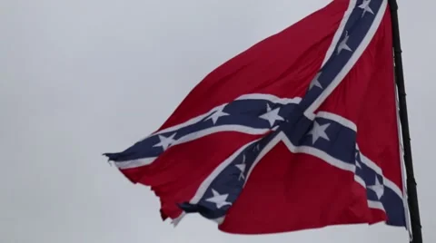 Closeup of Confederate Flag Blowing in Breeze Stock Footage 54470895
