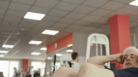 Closeup of Confident 60s Man Training Press and Strong Health at Sport Hall. Fit Stock Footage 199478917