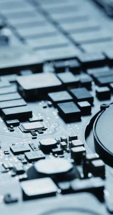 CloseUp of Contemporary Circuit Board Featuring Integrated Chips and Components Video stock 294080951