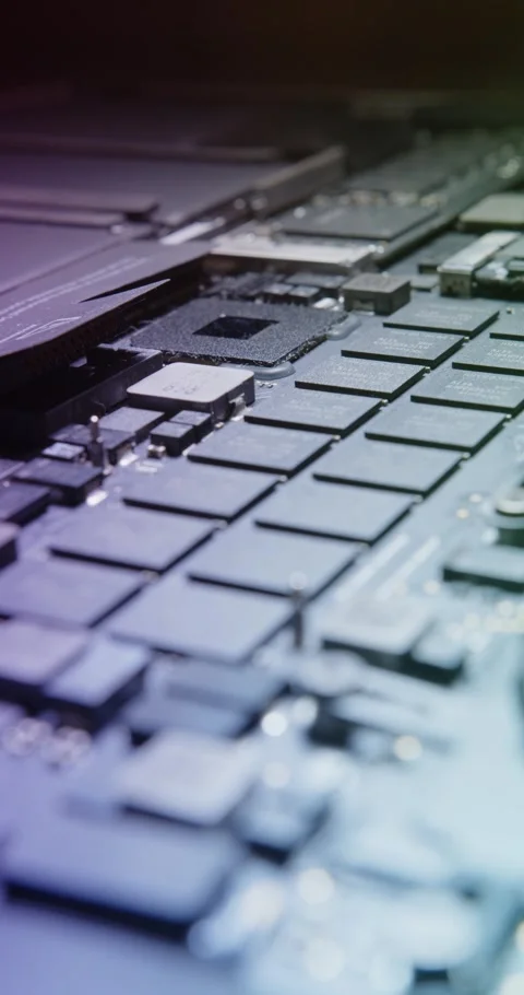 CloseUp of Contemporary Circuit Board Featuring Integrated Chips and Components Video stock 294080974