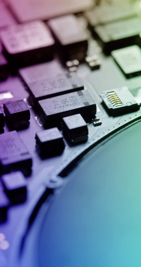 CloseUp of Contemporary Circuit Board Featuring Integrated Chips and Components Vidéo 294081220
