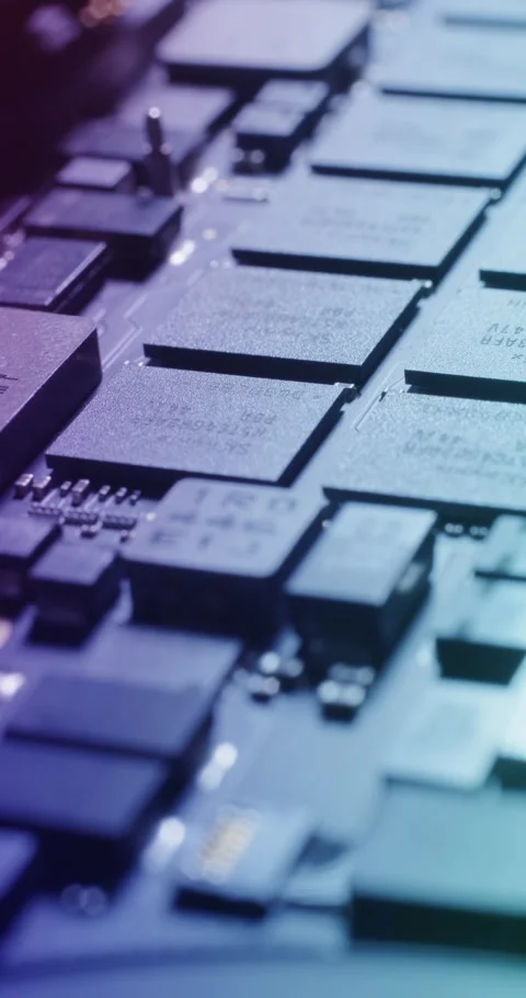 CloseUp of Contemporary Circuit Board Featuring Integrated Chips and Components 스톡 동영상 294081449