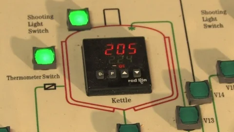 Closeup of Control Panel at Micro Brewery Stock Footage 93915025