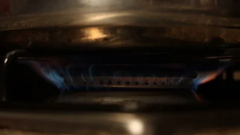 Closeup of cooker fire Stock Footage 93327634