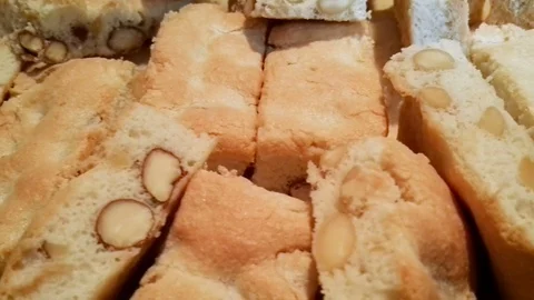 Closeup of cookies with almonds Stock Footage 87421143