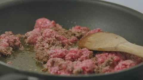 Closeup on Cooking Beef Stock Footage 91224964