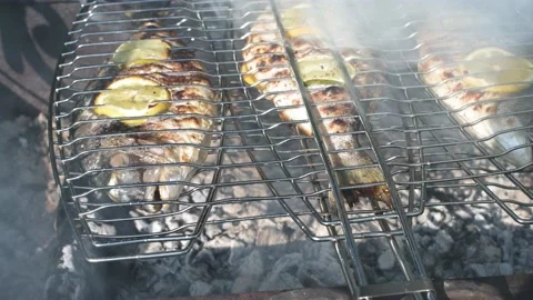 Closeup of cooking dorada fish Stock Footage 157555685