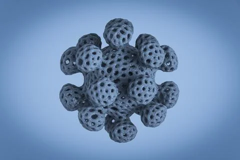 Closeup coronavirus molecule on blue background, virus Stock Illustration