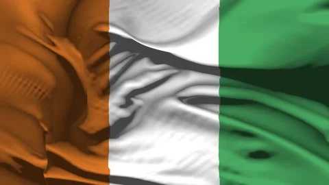 Closeup Cote Dlvoire Flag Wave Loop waving in wind Realistic Cote Dlvoire Fl Stock Footage 320378599