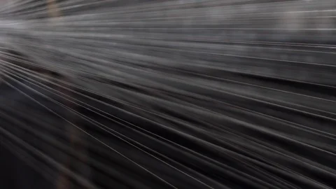 Closeup Of Cotton Textile Thread On A Warping Machine, Manufacturing Stock Footage 119762600