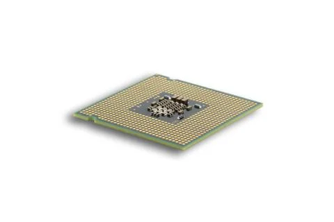 Closeup CPU (Central Processing Unit) or Microchip Computer isolated on white Stock Photos
