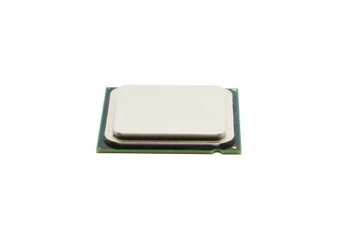 Closeup CPU (Central Processing Unit) or Microchip Computer isolated on white Foto stock