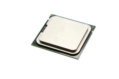 Closeup CPU (Central Processing Unit) or Microchip Computer isolated on white Stock Photos