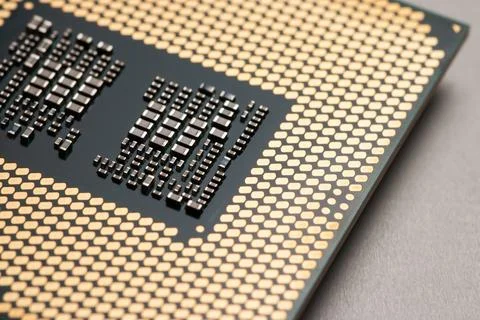 Closeup CPU or Central Processing Unit from motherboard, macro shot microproc 스톡 사진
