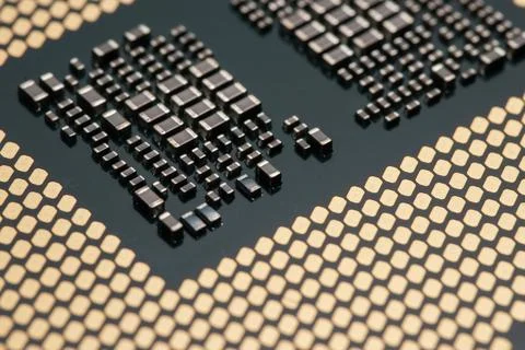 Closeup CPU or Central Processing Unit from motherboard, macro shot microproc Stock Photos