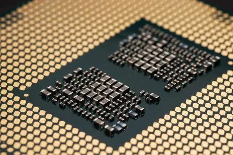 Closeup CPU or Central Processing Unit from motherboard, macro shot microproc 스톡 사진