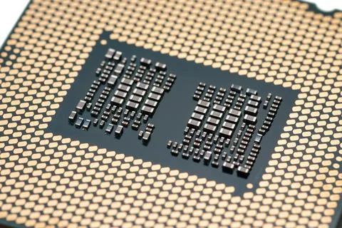 Closeup CPU or Central Processing Unit from motherboard, macro shot microproc 스톡 사진