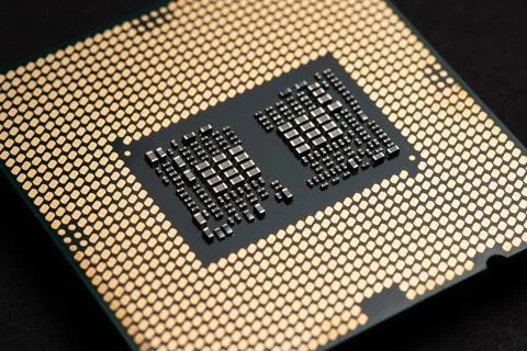 Closeup CPU or Central Processing Unit from motherboard, macro shot microproc 스톡 사진