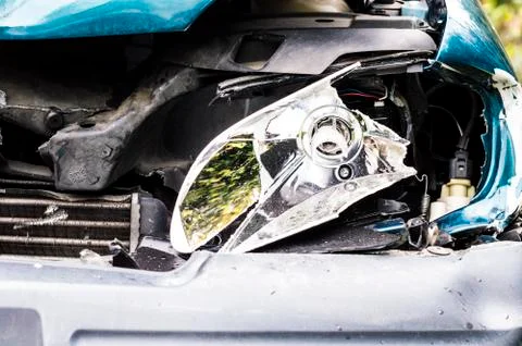 Closeup of crashed car Stock Photos