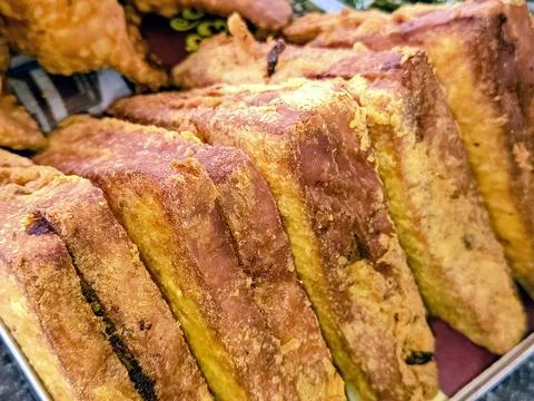 Closeup of Crispy Fried Bread Pakora Indian Street Food Stock Photos