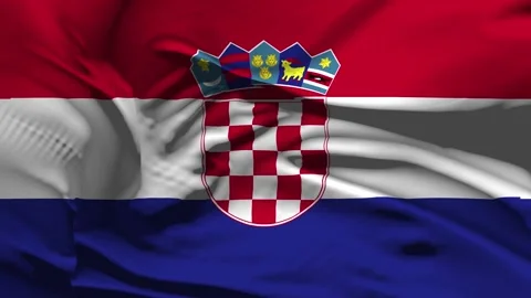 Closeup Croatia Flag Wave Loop waving in wind Realistic Croatia Flag backgro Stock Footage 320378615