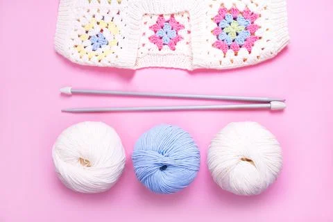 Closeup of crochet knitting in progress Stock Photos