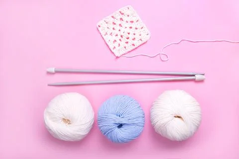 Closeup of crochet knitting in progress Stock Photos
