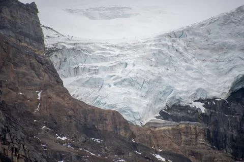 A closeup of the cross-section of a glacier. Stock Photos